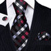 Black Red White Plaid Men Necktie Set-LBW1318
