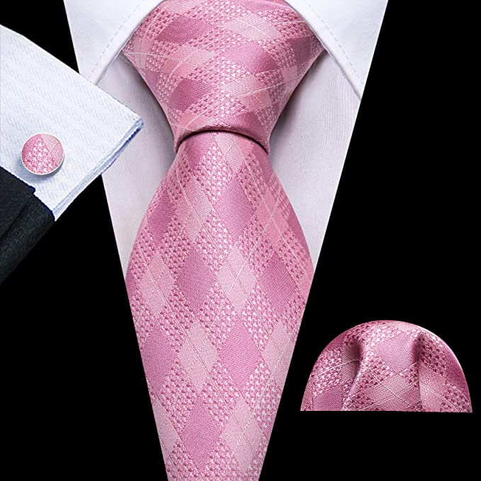 New Light Pink Silk Necktie Set-LBW1331
