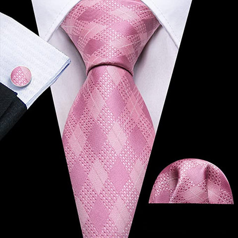 New Light Pink Silk Necktie Set-LBW1331