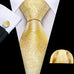 Yellow and White Paisley Necktie Set-LBW1336