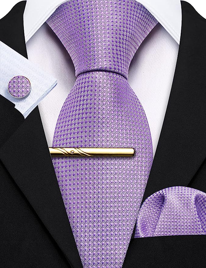Light Purple Silk Necktie Set-LBW1341