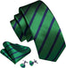 Green and Blue Striped Necktie Set-LBW1344