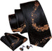 Black and Gold Floral Necktie Set-LBW1347
