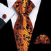 Gold Orange Silk Necktie Set-LBW1350