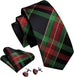 Green Red Black Gold Necktie Set-LBW1355