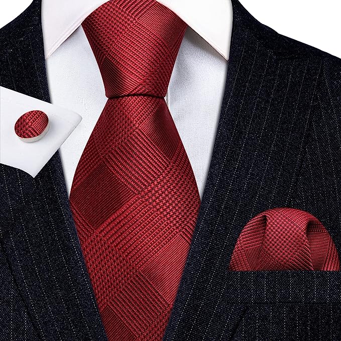Red and Black Silk Necktie Set-LBW1356