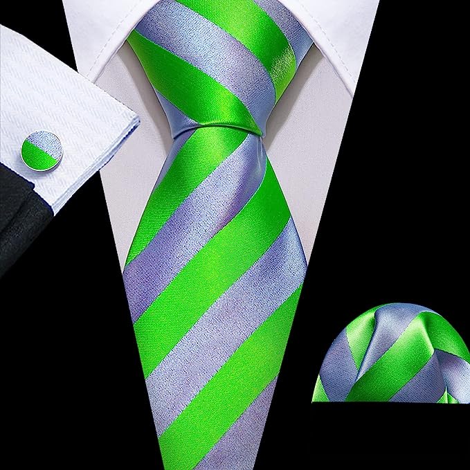 Lime Green and Sky Blue Necktie Set-LBW1360