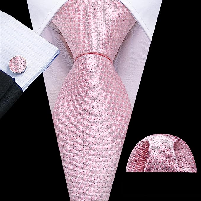Pink Polka Dot Necktie Set-LBW1364