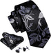 Black and Grey Flower Necktie Set-LBW1375