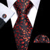 Red and Black Leaves Necktie Set-LBW1380