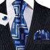Blue White Black Necktie Set-LBW1386