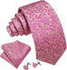 Pink and Gold Flower Necktie Set-LBW1431