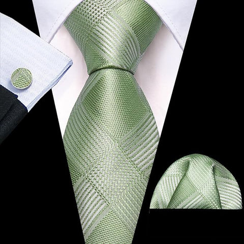 Mint Green Silk Necktie Set-LBW1462