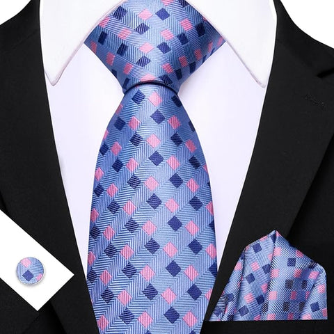 Light Blue and Pink Necktie Set-LBW1550