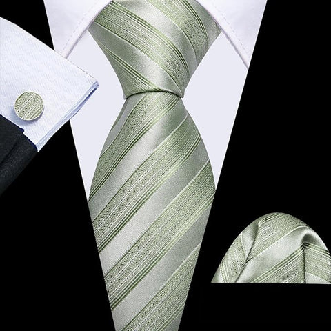Sage Green Silk Necktie Set-LBW1558
