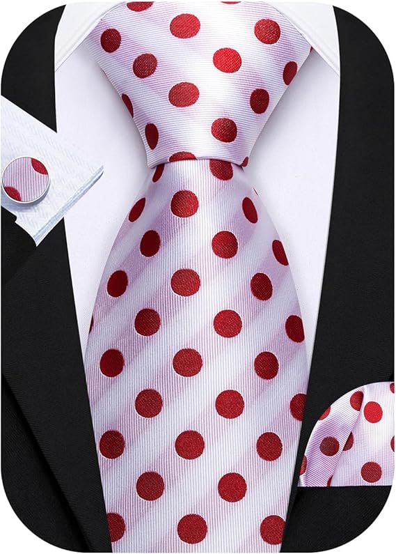 Red and White Necktie Set-LBW1731