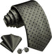 Olive Green and Black Polka Dot Necktie Set-LBW1735