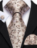 Khaki and Brown Floral Necktie Set-LBW1737