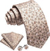 Khaki and Brown Floral Necktie Set-LBW1737