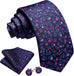 Blue and Pink Floral Necktie Set-LBW1738