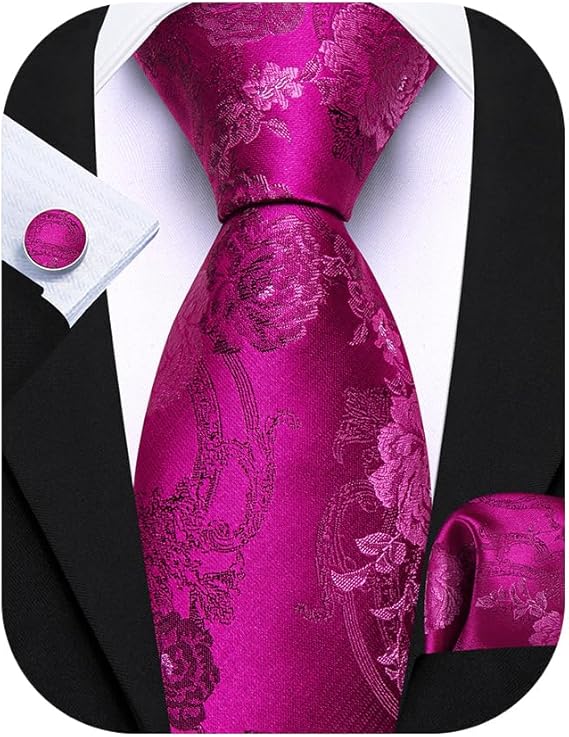 Fuchsia Floral Necktie Set-LBW1752