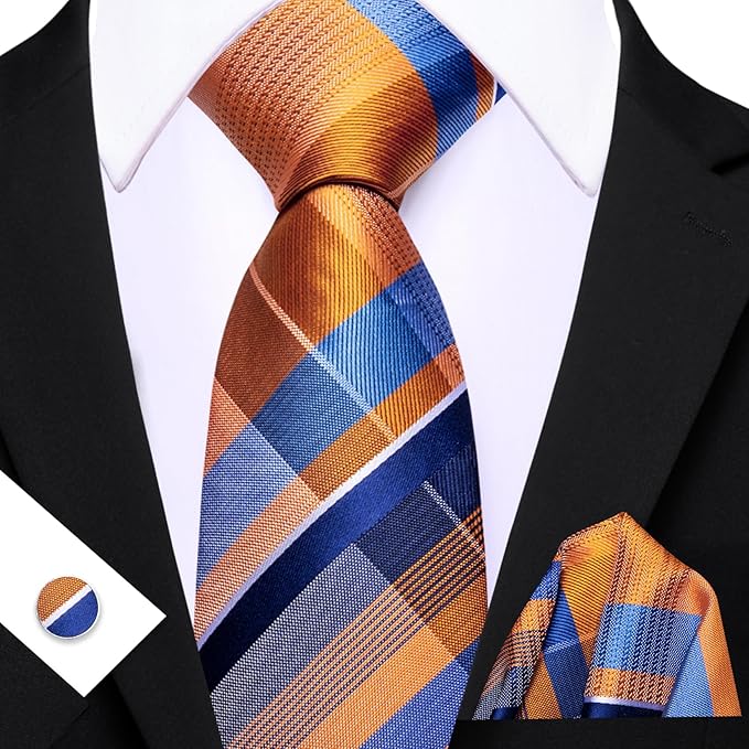 Orange and Blue Necktie Set-LBW1754