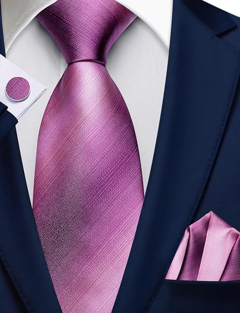 Raspberry Striped Necktie Set-LBW1787