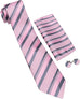 Pink and Grey Striped Necktie Set-LBW1796