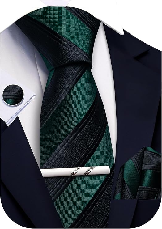 Black and Green Wedding Necktie Set-LBWA1229
