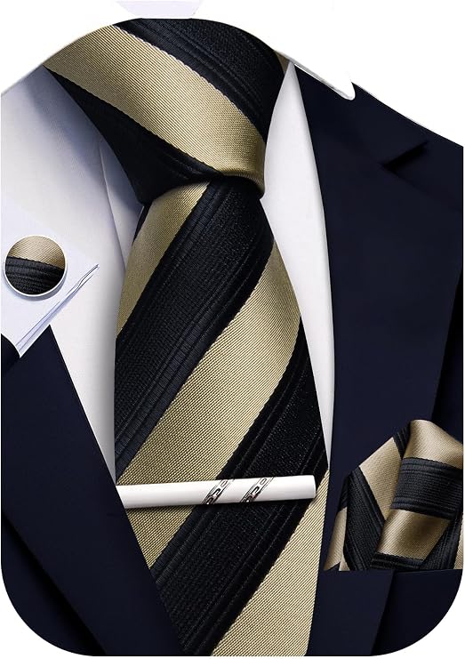 Black and Gold Wedding Necktie Set-LBWA