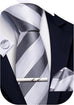 White and Grey Wedding Necktie Set-LBWA1233
