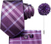 Purple Check Silk Necktie Set-LBWH1334