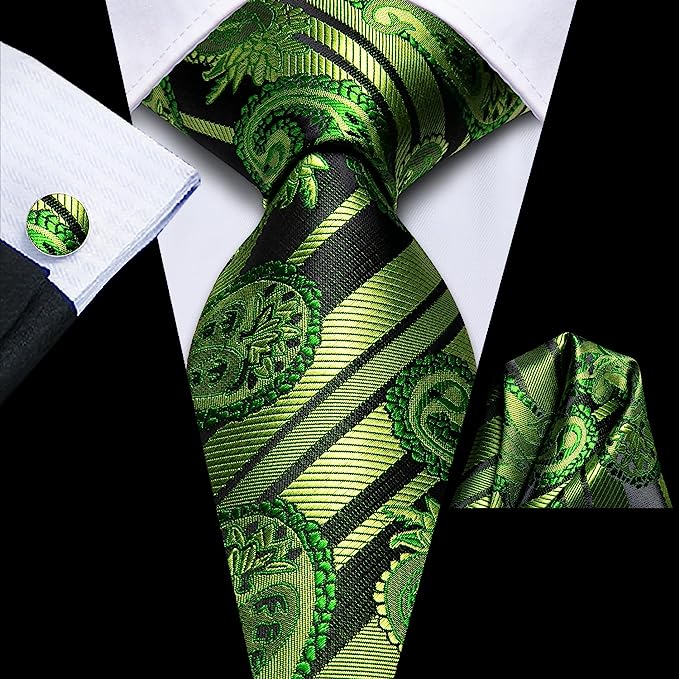 Oliver Green Silk Necktie Set-LBWH1365