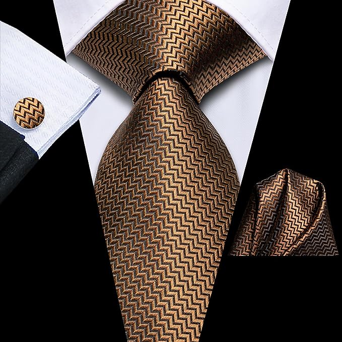 Bronze Silk Wedding Necktie Set-LBWH1388
