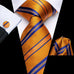 Dark Orange and Navy Blue Striped Silk Necktie Set-LBWH1389