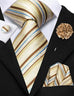 Beige and Brown Striped Necktie Set-LBWH1396