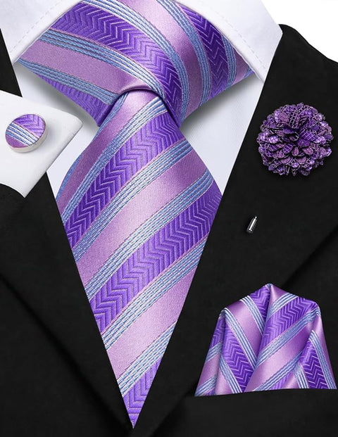 Lavender Silk Necktie Set-LBWH1397