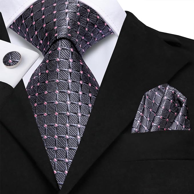 Pink and Grey Necktie Set LBWH1435