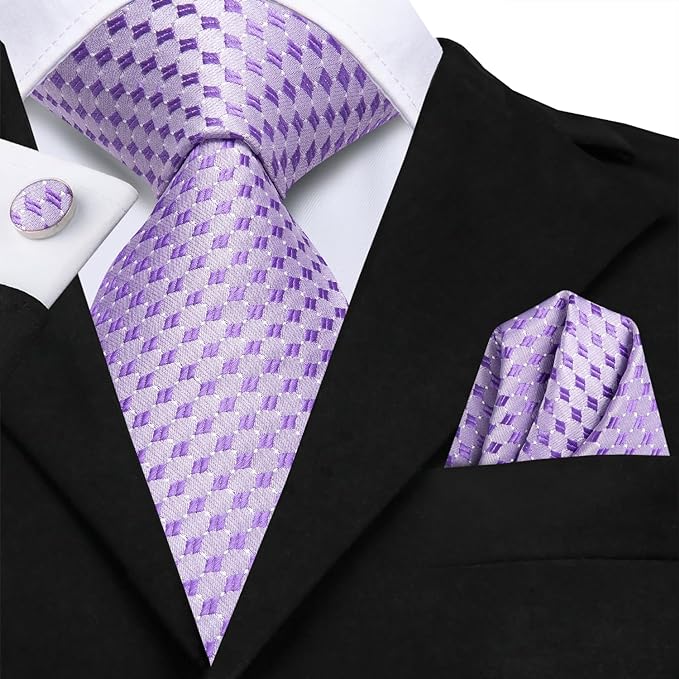 Lavender and Purple Silk Necktie Set-LBWH1436