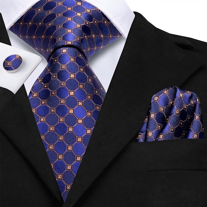 Blue and Brown Necktie Set-LBWH1437