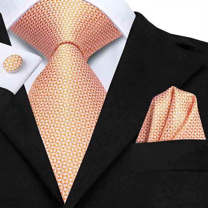Orange Silk Necktie Set-LBWH1441
