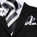 Extra Long Black and White Striped Necktie Set-LBWH1796