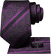 Extra Long Purple and Black Striped Necktie Set-LBWH1797