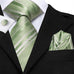 Extra Long Sage Green Striped Necktie Set-LBWH1799