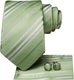 Extra Long Sage Green Striped Necktie Set-LBWH1799