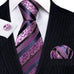 Purple Brown Navy Stripe Floral Necktie Set-LBWY1328