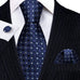 Navy Blue and Gold Silk Necktie Set-LBWY1333