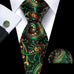 Green Red Black Gold Paisley Necktie Set-LBWY1370