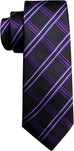 Purple and Black Plaid Necktie Set-LBWY1413