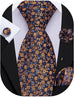 Blue and Orange Floral Necktie Set-LBWY1740
